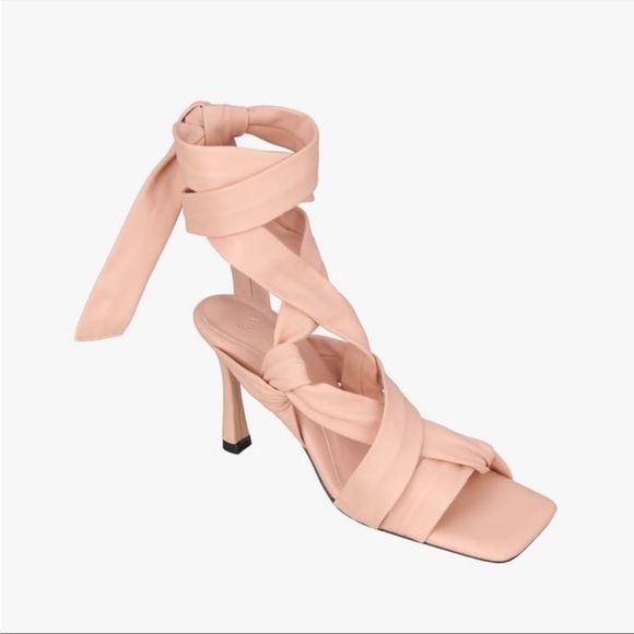 Zara NWT Studio Genuine Leather Square Toe Sandals Dust Pink Size US 9 EU 40 New